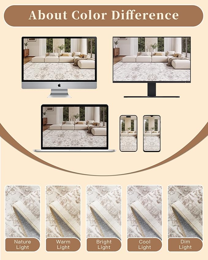 Madane 2x3 Washable Rugs for Entryway, Low Pile Non-Slip Small Area Rug Kitchen - Image 8
