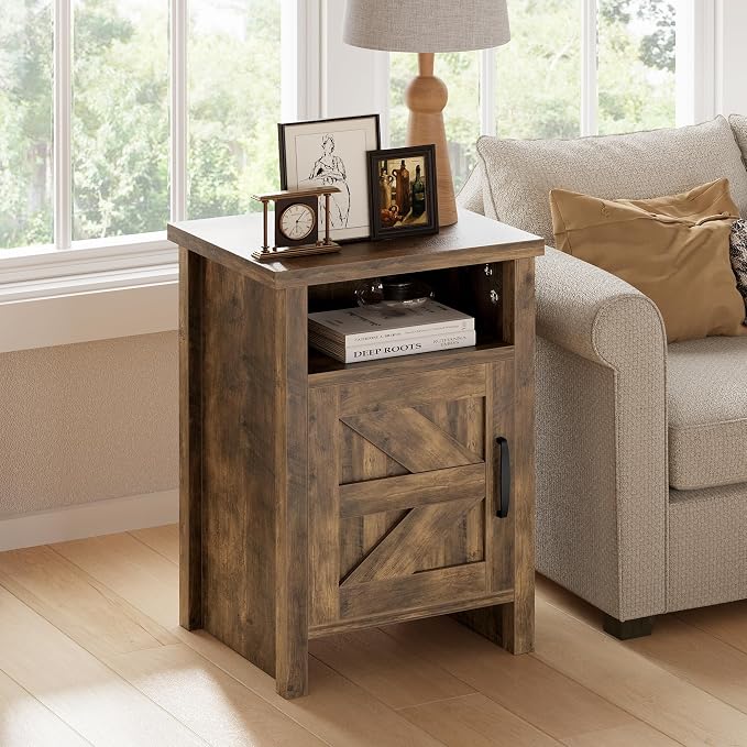 JUMMICO Farmhouse Nightstand, Modern Bedside Table - Image 2