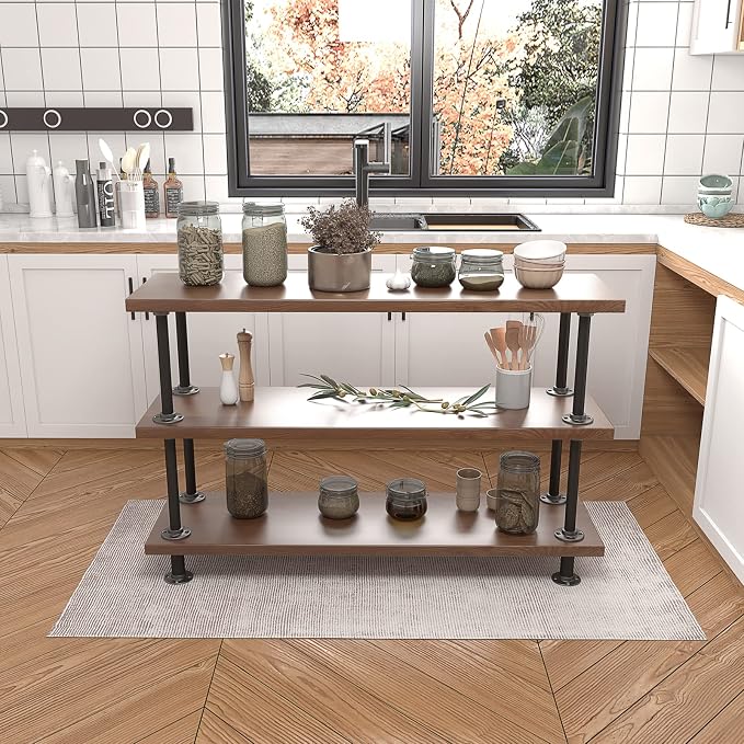 MUZIK 3-Tier Industrial Pipe Table Leg Set, Iron Base Legs Rustic Iron Pipe - Image 5