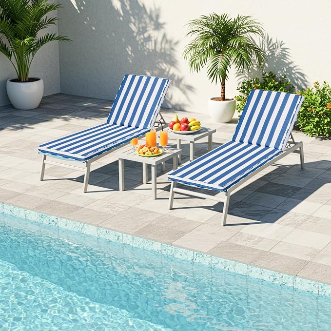 Chaise Lounge Cushions Outdoor Set of 2 - Image 5