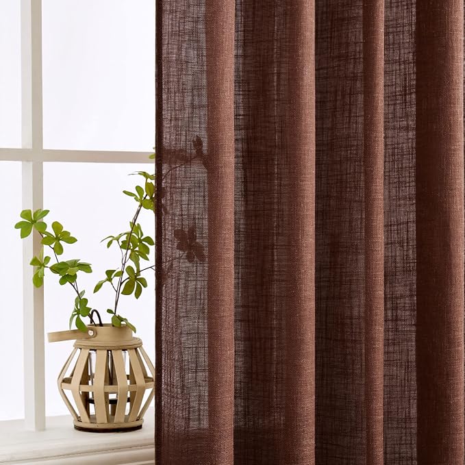 MIULEE Chocolate Brown Linen Curtains 90 Inch Long - Image 5