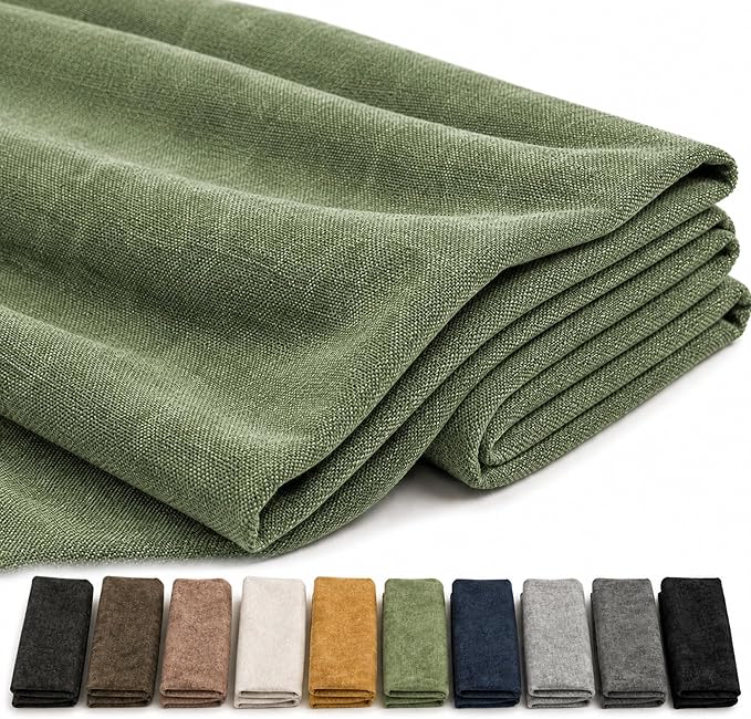 Mini Chenille Linen Blend Upholstery Fabric by the Yard, 57 Inch Wide Soft by Laklinlin