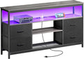 Huuger TV Stand Dresser with Power Outlets and LED Lights, 4 Drawers by Huuger