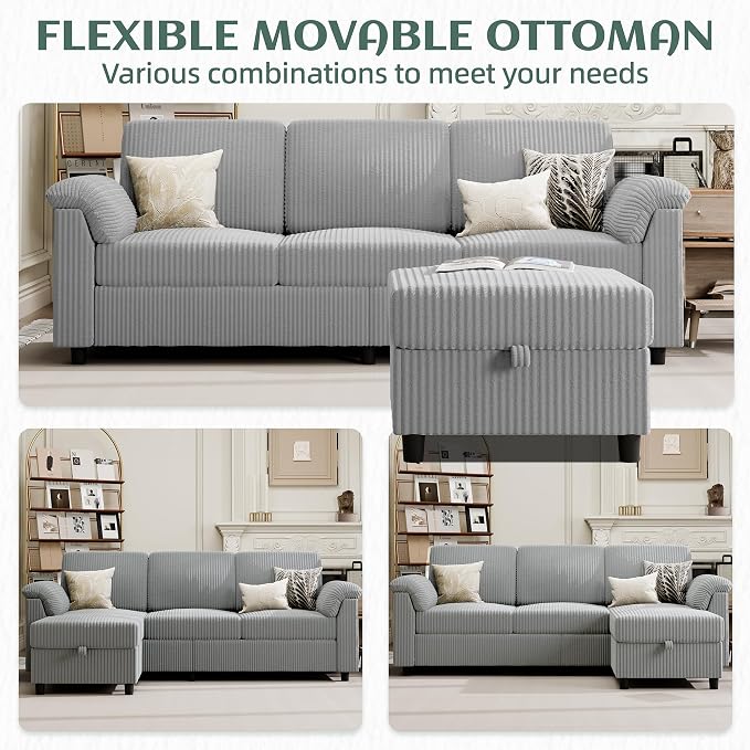 Vongrasig Convertible Sectional Couches Sofa, 3 Seat L Shaped Sofa - Image 7