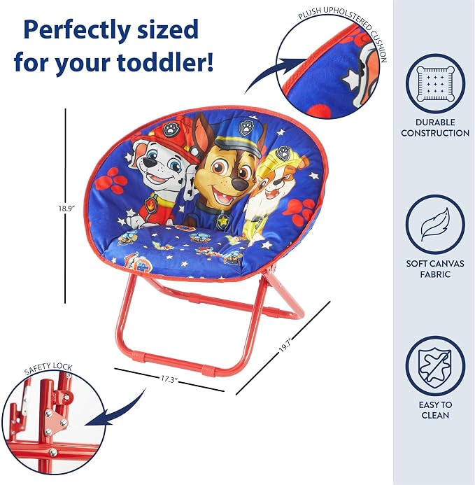 Paw Patrol Chase, Rubble and Marshall Toddler 19” Folding Saucer™ Chair - Image 3