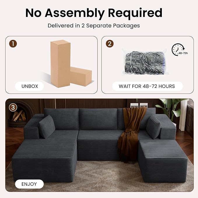 106" Cloud Sectional Boneless Couches - Image 9