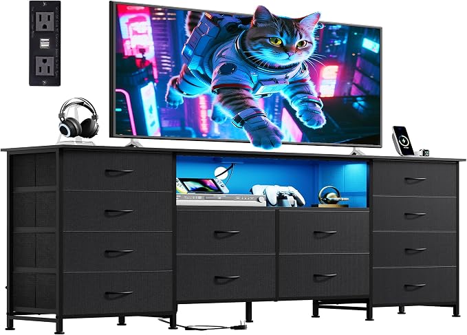 WLIVE 12 Drawer Dresser for Bedroom, 75 inch TV by WLIVE