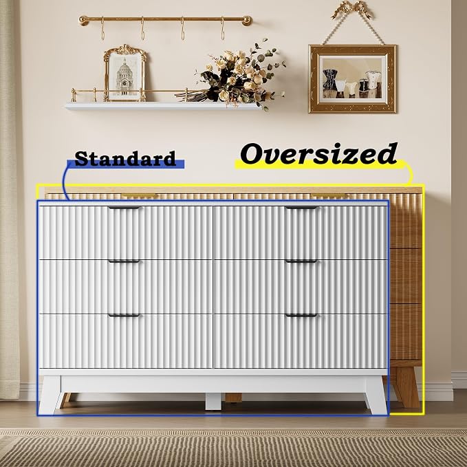 BORNOON 53" Long Dresser for Bedroom, 6-Drawer Dresser - Image 3