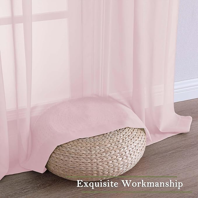 Lecloud Blush Pink Sheer Curtains - Image 7