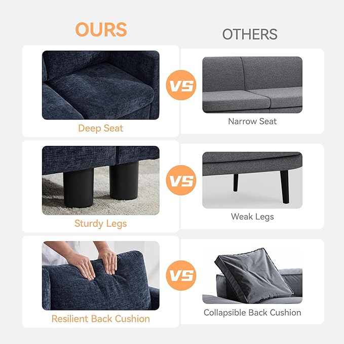 WUTUTUEE 83'' Modular Sectional Sofa Convertible L Shaped Couch Set - Image 5