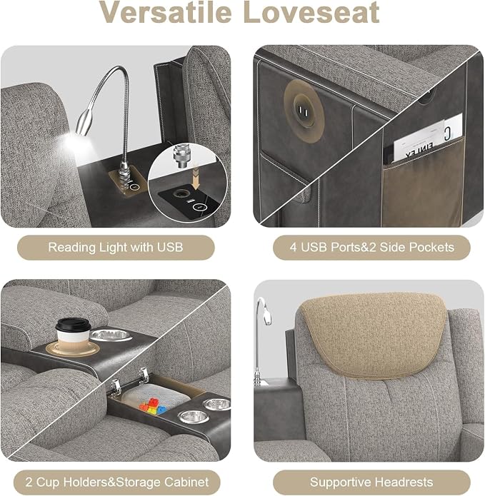 Dresegmt 4 Seat Recliner Sofa, Manual Recliner Couch - Image 3