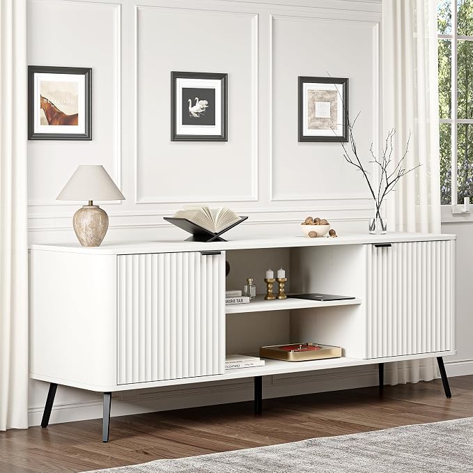 Fatmok Fluted Furniture Collection – 65" Buffet Cabinet, Mid Century Modern - Image 7