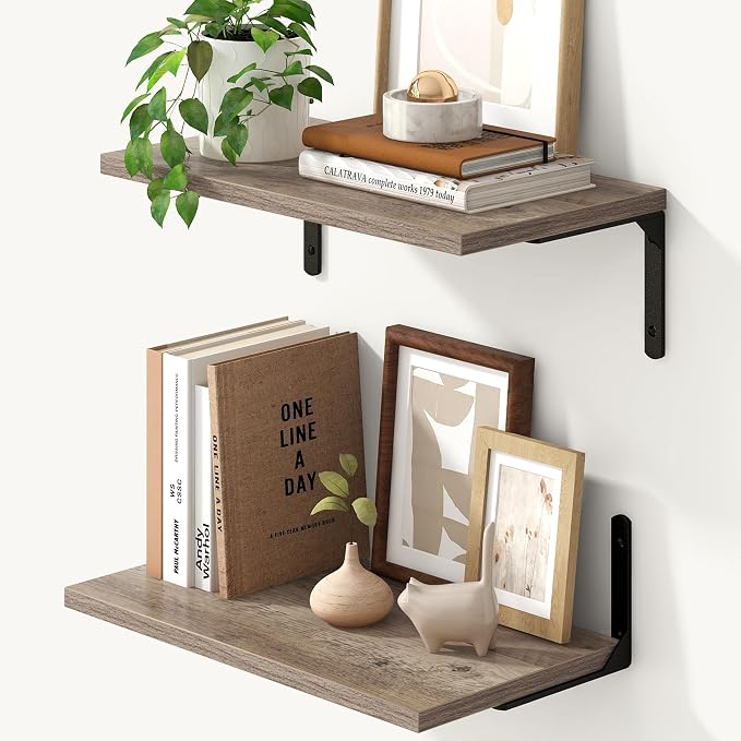 Fun Memories Deep Floating Shelves, 16W x 8D Floating Shelves Set of 2 by FunMemories