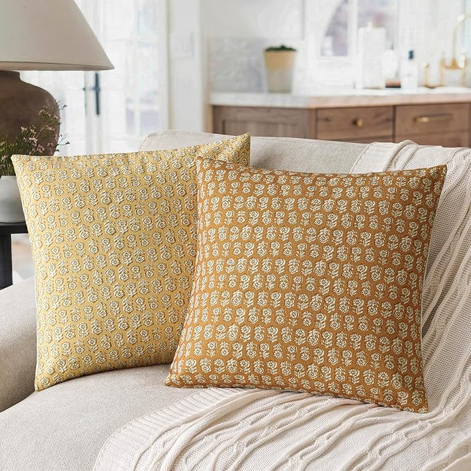 Foindtower Set of 2 Decorative Neutral Floral Print Throw Pillow Covers Vintage - Image 4