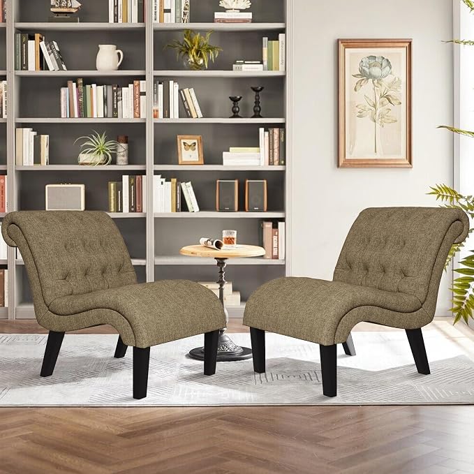 Accent Chair for Bedroom Living Room Modern Button Tufted Upholstered Armless - Image 5