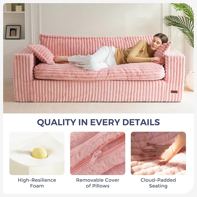 MAXYOYO 76" Bean Bag Sofa Couch, Loveseat Boneless Couch in a Box, Upholstered - Image 5