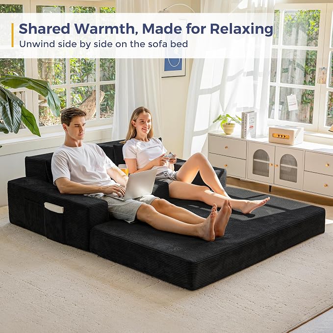 MAXYOYO Loveseat Sofa Bed, 4 in 1 Convertible Boneless Couch Folding Recliner - Image 3