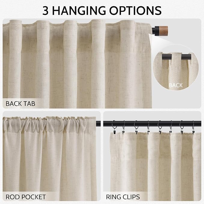 Boho Linen Curtains 80 Inch Length - Image 2