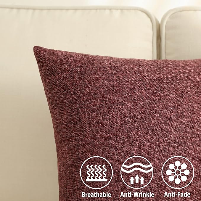 Stellhome Burlap Large Throw Pillow Covers Textured Farmhouse Linen Pillowcase - Image 2
