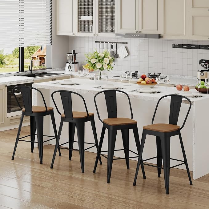 Andeworld Metal Bar Stools Set of 2, 24 inch Counter Height Barstools - Image 7