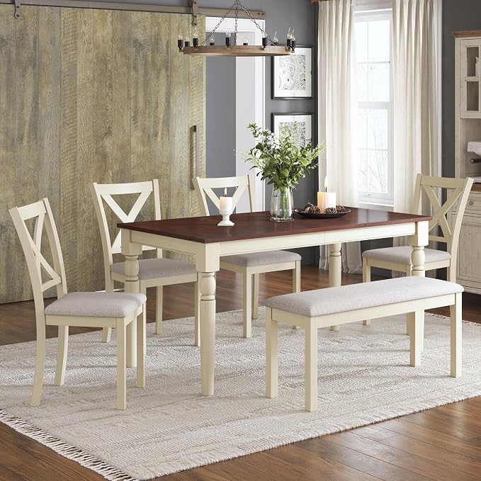 AMERLIFE 6-Piece Farmhouse Dining Table Set by AMERLIFE