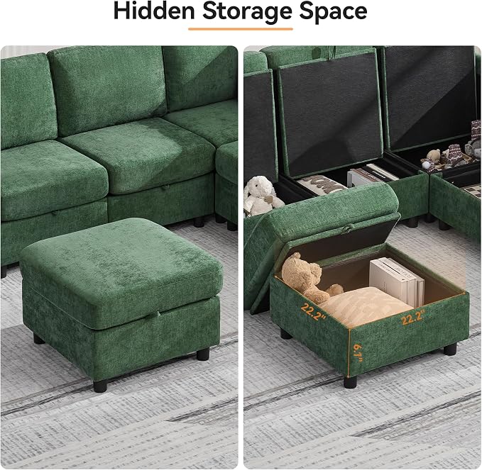 104'' V Shaped Modular Sofa, Sectional Couch - Image 7