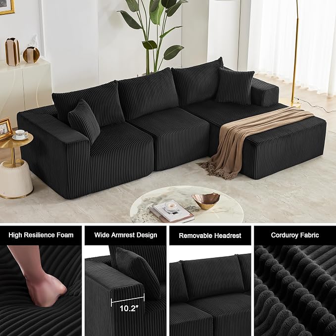 108” Modular Sectional Sofa, Cloud Sectional Couch - Image 4