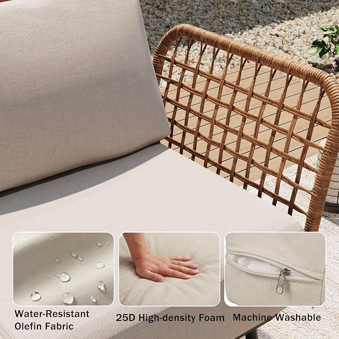 9-Piece Patio Conversation Sets, Rattan Outdoor 7-Seat Sectional Sofa, Wicker - Image 6