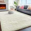 PAGISOFE Fluffy Shag Area Rugs for Bedroom Living Room, Cream White Super Soft by PAGISOFE
