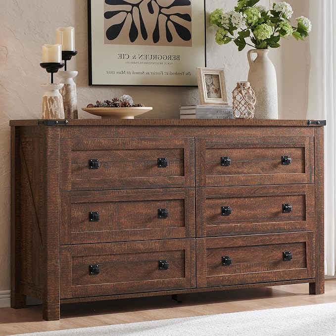 T4TREAM Farmhouse 6 Drawers Dresser by T4TREAMFurniture
