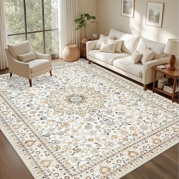 Area Rugs 9x12 Living Room Rug: Washable Rug Soft Vintage Boho Carpet Indoor - Image 3
