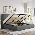 Allewie King Size Lift Up Storage Bed, Modern Wingback Headboard, Hydraulic by Allewie