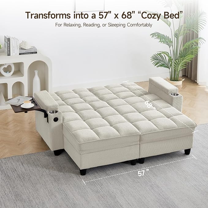 70.9" Chaise Lounge Chair Indoor, Oversized Boucle Upholstered Sofa Bed - Image 6