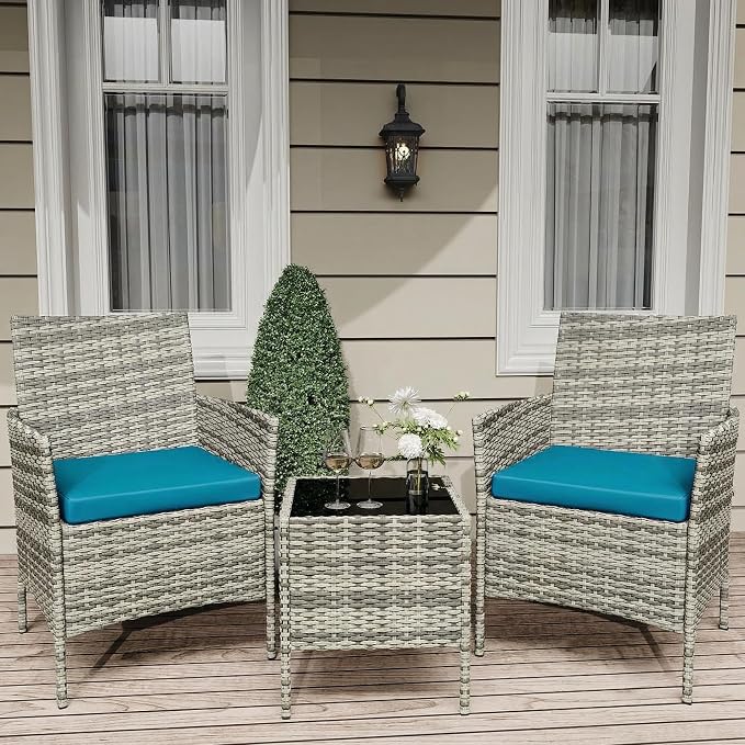 GarveeLife 3 Piece Patio Furniture Set, Rattan Outdoor Furniture by GarveeLife