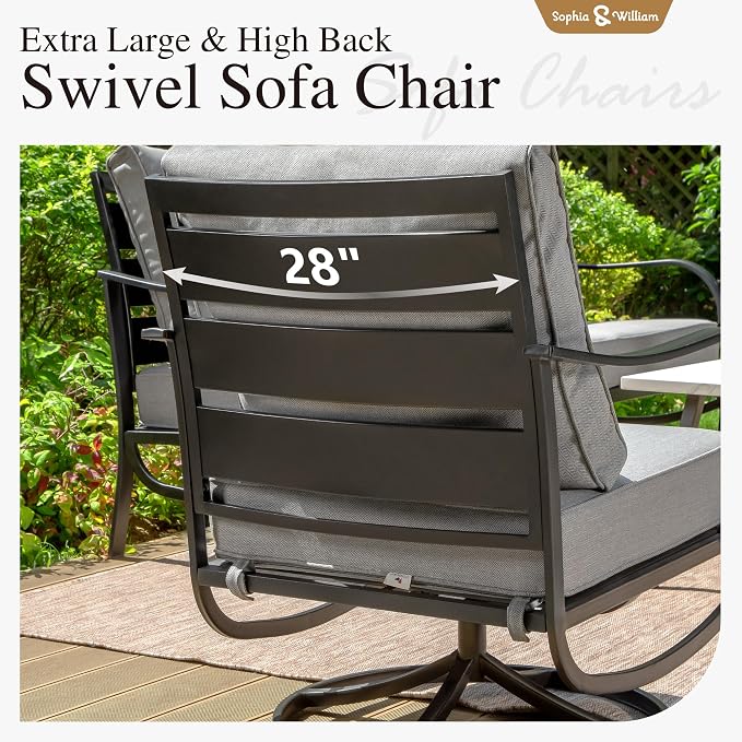 Sophia & William 2 Pieces Patio Furniture Sets Metal Sofa Chairs Patio Cushion - Image 5