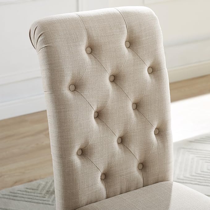 Roundhill Furniture Leviton Solid Wood Tufted Asons Dining Chairs - Image 5