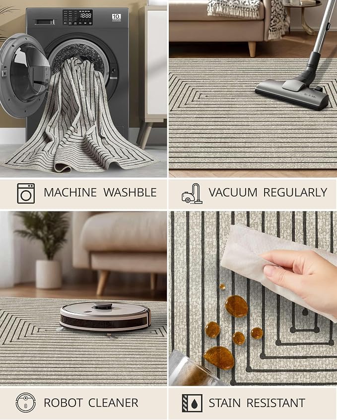 Latte&Fog 10x14 Area Rug for Living Room, Extra Large Beige Modern Abstract - Image 6