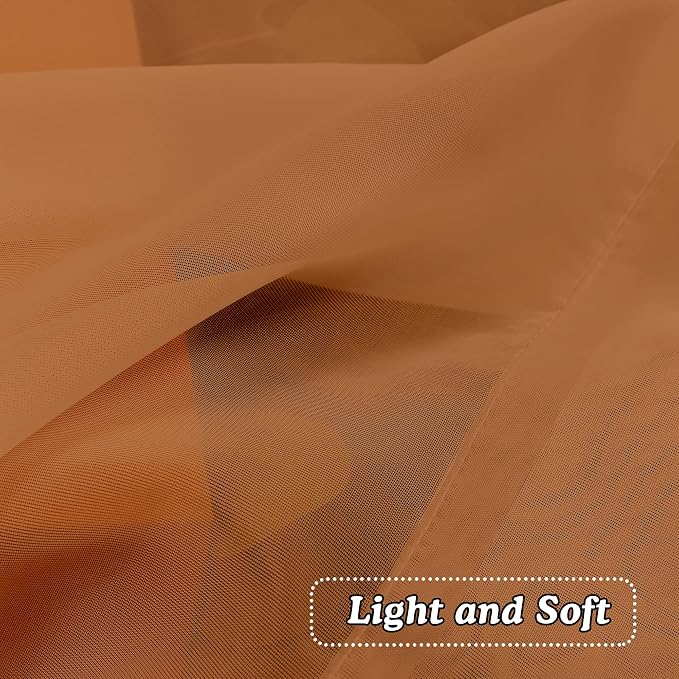 OVZME Orange Sheer Curtains 72 Inches Long 2 Panels - Image 2
