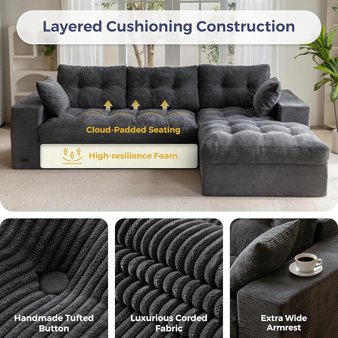 MAXYOYO 104" L Shaped Modular Sectional Sofa - Image 5