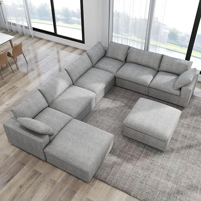 160" Cloud Sectional Couch, Overzised Down Filled Couch, 8 Seater Convertible - Image 6