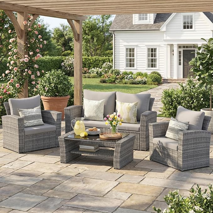 Wisteria Lane Patio Furniture Set, Wicker Outside Outdoor Furniture - Image 8