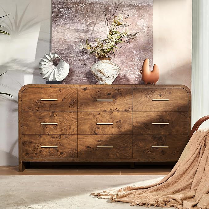 Curved 9-Drawer Dresser for Bedroom, Vanity Desk TV Stand for Living Room - Image 5