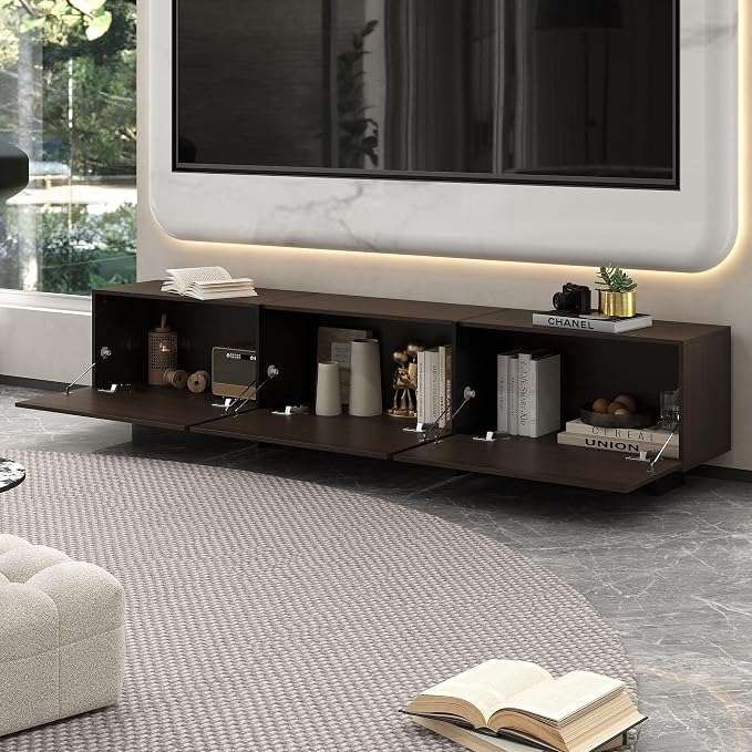 AIEGLE 71.7" W TV Stand with 3 Flip-Down Drawers, Modern Entertainment Center - Image 3