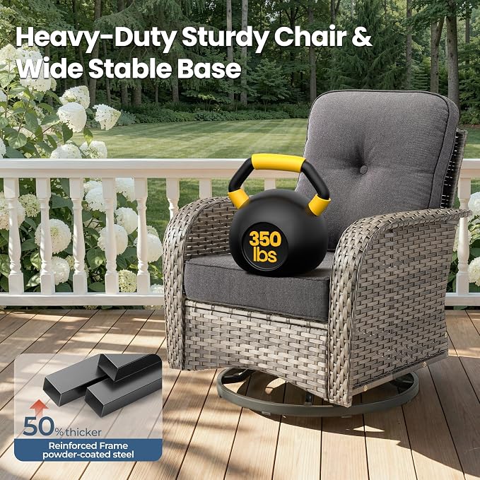 Weaxty Outdoor Swivel Rocker Patio Chairs, 3 Pieces Patio Furniture Set - Image 6