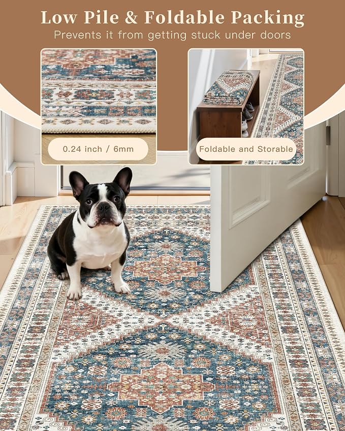 Madane Area Rug 3x5, Entryway Washable Vintage Runners Bedroom Non Slip Indoor - Image 6
