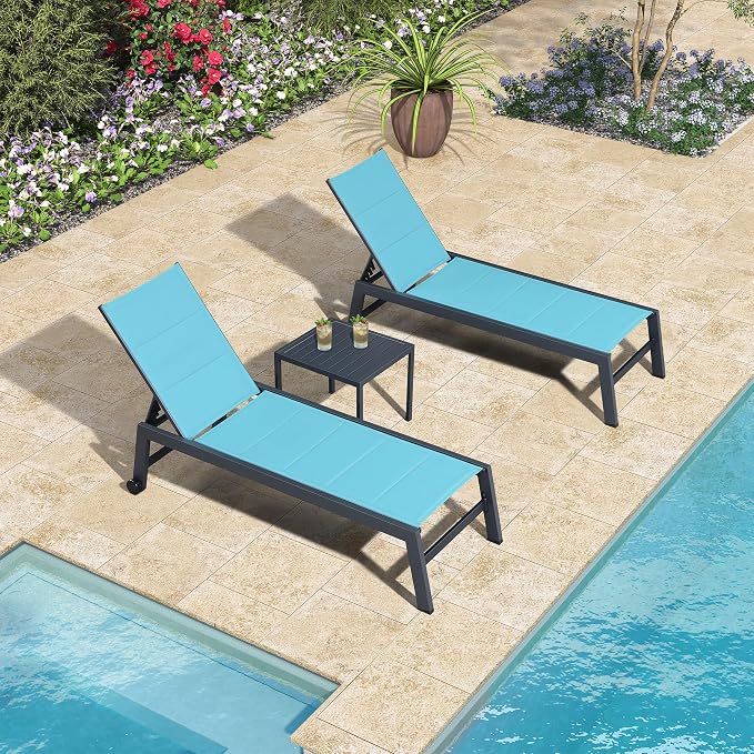 PURPLE LEAF Outdoor Chaise Lounge Set of 2 Aluminum Patio Lounge Chair - Image 9