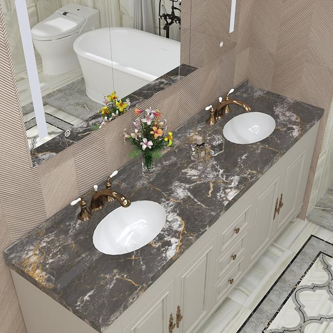 BAYYA Faux Marble Contact Paper Waterproof Countertop Peel and Stick Wallpaper - Image 8