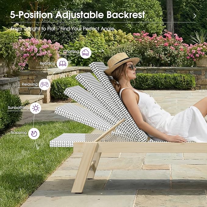 PURPLE LEAF Extra Large Patio Chaise Lounge 2 Pieces French Outdoor Wicker - Image 8