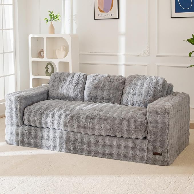 MAXYOYO 3 Seater Sofa for Living Room, Tufted Boneless Couch Bubbled Sofa Couch by MAXYOYO