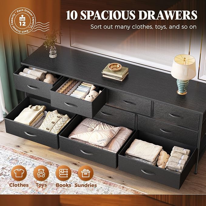 Huuger 63 Inch Dresser for Bedroom, Long Dresser - Image 5